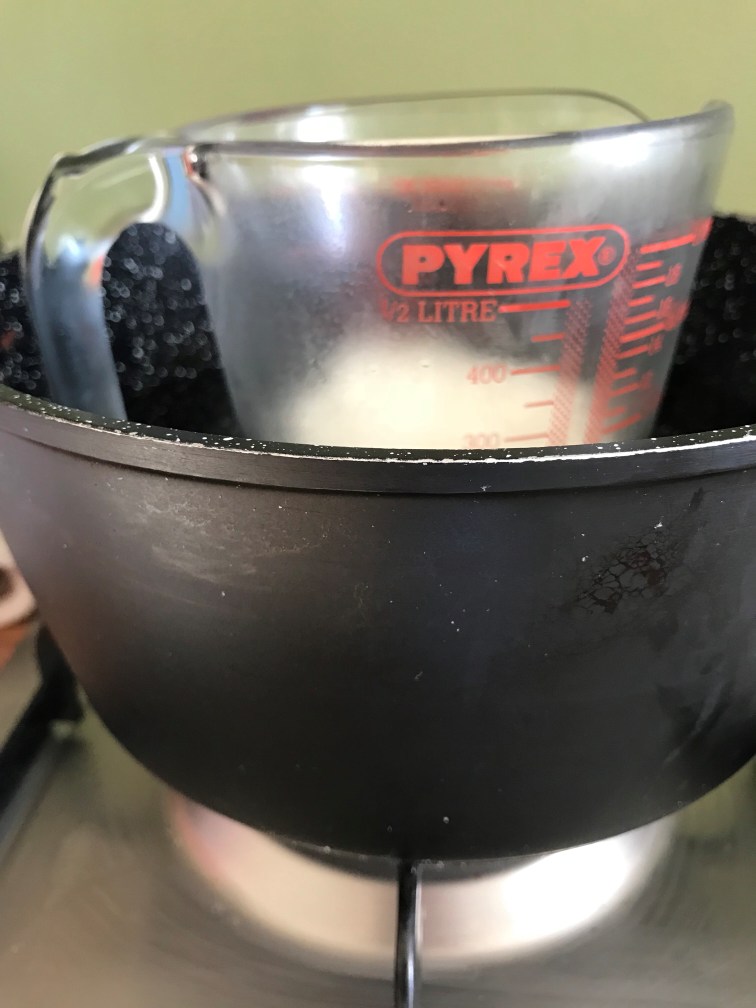 Melting wax in a pan