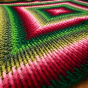 Close up of crochet blanket mosaic granny square